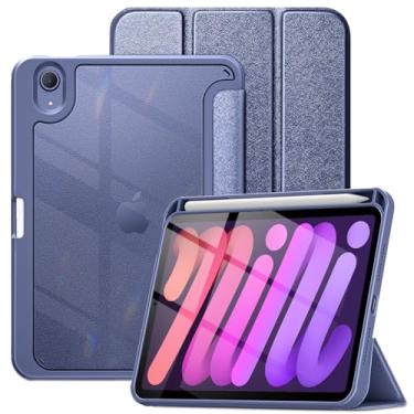 Imagem de DTTO Capa para iPad mini 7ª/6ª geração 2024/2021, traseira rígida fina fosca e moldura de TPU macio para iPad mini 7 (A17 Pro)/Mini 6 de 8,3 polegadas com suporte para lápis, hibernar/despertar