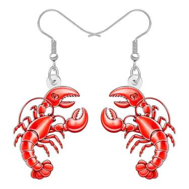 Imagem de DALANE Brincos pendentes de lagosta tropicais de acrílico engraçados animais marinhos lagosta com estrela do mar pendurados joias de verão para mulheres, presentes de férias na praia, acessórios