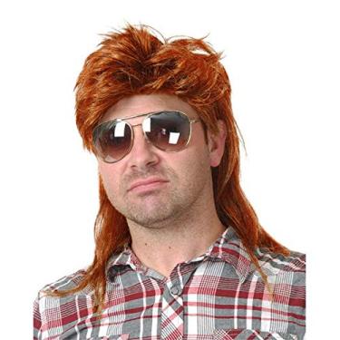 Imagem de Baruisi Peruca masculina 80s Mullet para cosplay laranja Halloween peruca para vestido chique