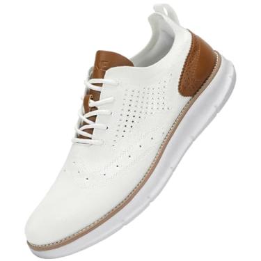 Imagem de SVNKE Sapato social masculino moderno casual Oxfords Business Breeze tênis confortável leve caminhada, Branco, 43