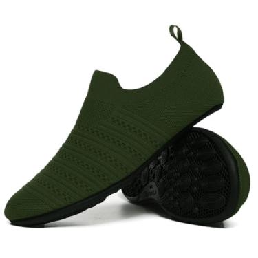 Imagem de Hayeabi Pantufas domésticas leves e ultraconfortáveis unissex para uso interno/externo em casa para mulheres e homens, Verde militar 20002, 14.5-15.5 Women/12.5-13.5 Men