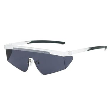 Imagem de HCHES Óculos de sol esportivos de aro semi-aro, tamanho grande, masculino e feminino, coloridos, para áreas externas, UV400 (217-C6)