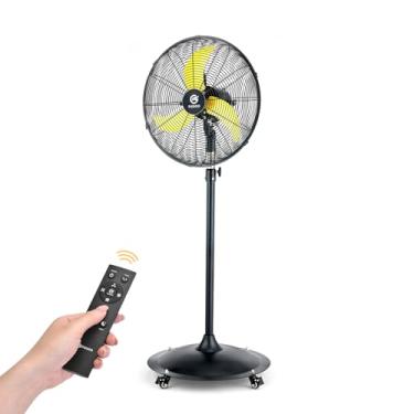 Imagem de FUGOO Ventilador de pedestal oscilante silencioso de 50 cm com controle remoto, motor BLDC totalmente selado, ventilador externo impermeável de 4 velocidades, ventiladores industriais resistentes para