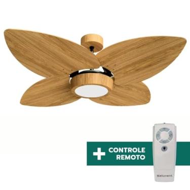 Imagem de Ventilador de Teto Com Controle Remoto Natuvent Dahlia Led 4 Pás Madeira Freijó 6500k Branco Frio (127, Volts)