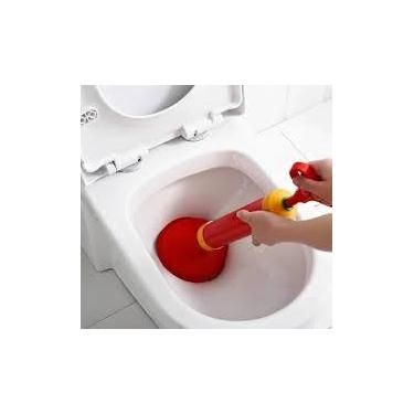 Imagem de Desentupidor de Vaso Sanitário com Bomba Manual – Alta Pressão, Vermelho e Amarelo Chega de sufoco com entupimentos