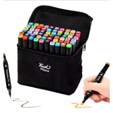 Imagem de Kit Estojo Canetinhas Ponta Dupla Marcador Permanente Touch Marker 24/