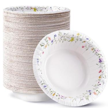 Imagem de Taças de papel HOMIX com estampa floral 350 ml (125 unidades)