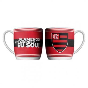 Imagem de Caneca Porcelana 360ml Copo Time de Futebol Flamengo Resistente Café -