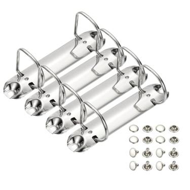 Imagem de PATIKIL B7 Mecanismos de fichário de 2 furos, conjunto de 4 anéis D de 2,5 cm, agendador de fichário de substituição de folhas soltas para organizadores, acessórios de pasta de armazenamento de papel