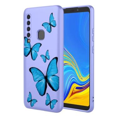 Imagem de KOARWVC Capa de celular para Galaxy A9 2018, capa para Samsung A9s SM-A920, capa protetora de TPU macio com estampa de borboleta fofa para Samsung Galaxy A9 2018, borboleta roxa