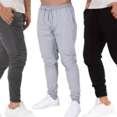 Imagem de KIT 3 Calça Jogger Moletom Flanelado WLS Modas Roupa Para Inverno Moda