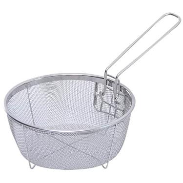 Imagem de Cesta de fritura de aço inoxidável cesta de fritura quente cesta de batata frita de alça única cesta de fritura francesa coador de malha cesta de fritura profunda