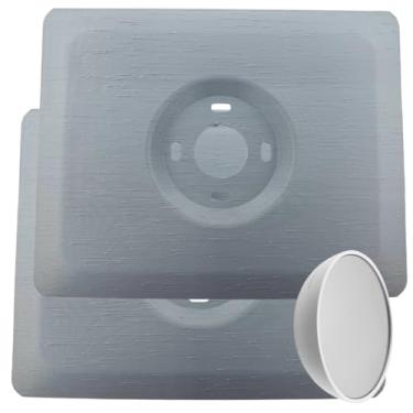 Imagem de 2 placas de parede retangulares cinza Harbor para termostato Google Nest versão 2020, peça de acabamento de textura de designer