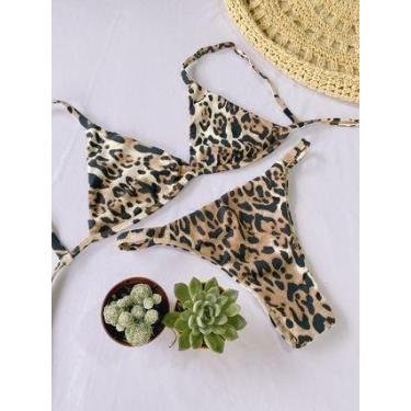 Imagem de Biquini top fixo+ calcinha fina - SMELL SWIMWEAR, Onça, M