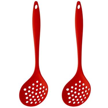 Imagem de Escumadeira De Silicone Vermelha Grande Kit 02 Un