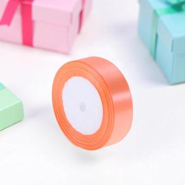 Imagem de Generic 1 peça de fitas para artesanato fita de cetim multiuso para presente casamento e acessórios de cabelo poliéster laranja brilhante 1 polegada 24 jardas