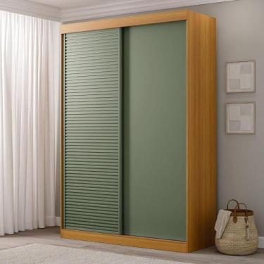Imagem de Guarda-Roupa Solteiro 2 Portas 1 Porta Ripada Samambaia Cabecasa Carva