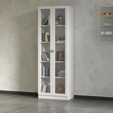 Imagem de Armário Estante Com 2 Portas De Vidro Cr25069 Branco - MULTIMOVEIS