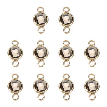 Imagem de Pedra do mês de nascimento, conector de 2 mm, orifício cinza claro, aço inoxidável 304, contas de cristal, elos de vidro, berloque, banhado a prata, redondo, para pingente, tornozeleira, 10 peças