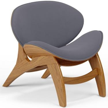 Imagem de Poltrona Decorativa Orgânica Sala Living Kadosh L02 Suede Cinza