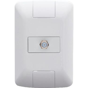 Imagem de Conjunto Placa Com Tomada Tv Sat Aria Branca - Tramontina