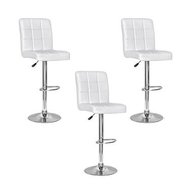 Imagem de Conjunto 3 Banquetas Dublin Couro   Branca