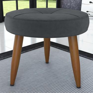 Imagem de Puff Decorativa Redondo Veneza Veludo Cinza