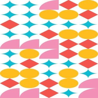 Imagem de Quadro Decorativo Estampa Vertical Geométrica Retrô Moderno Bruto Design Trendy 30x30cm