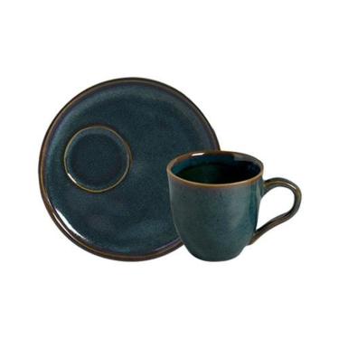 Imagem de Conjunto com 6 Xícaras De Café Orgânico 70ml com 6 Pires Descentralizado Oceano