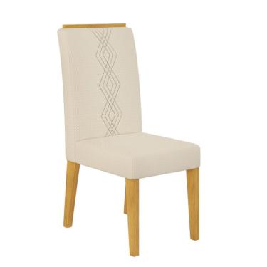 Imagem de Kit 02 Cadeiras De Jantar Estofada Yasmin Cedro Linho Neve- Mabe Magazine