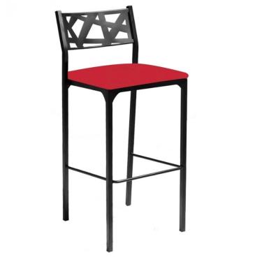 Imagem de Kit 04 Banquetas Alta Com Encosto Luiza Gourmet Para Balcão Cozinha Suede Vermelho - Aurora Line