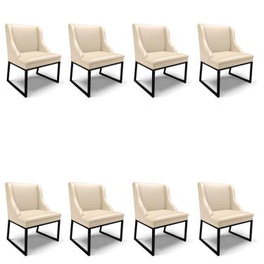 Imagem de Cadeira Sala De Jantar Industrial Preto Kit 8 Liz Sintético D03 - D'rossi Preto