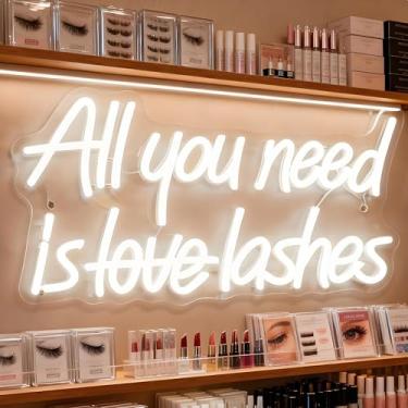 Imagem de Neonawall Neon Sign for Wall Decor Light Up Letters Business Led Sign Gifts Led Decorative Night Signs Room Decorations Supplies Photography Prop for Lash Room Beauty Salons (All You Need is Lashes)