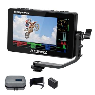 Imagem de FEELWORLD F5 Prox 5,5 polegadas 1600nit monitor de campo de câmera DSLR de alto brilho com bateria F970 6600mAh e bolsa, tela sensível ao toque forma de onda LUT instalação externa e kit de