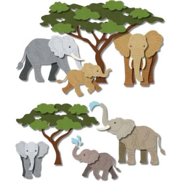 Imagem de DELORIGIN Cortes de metal de elefante sobreposto para fazer cartões, moldes de corte de aço carbono, faça você mesmo, recortes de scrapbook, estêncil, modelo de gravação de papel para cartões