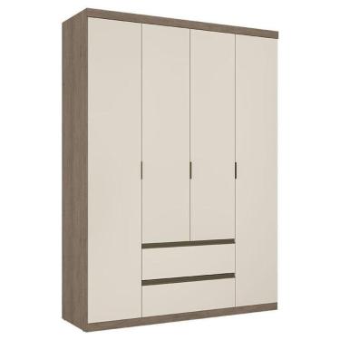 Imagem de Guarda Roupa Solteiro Nobre 4 Portas Rustic Off White Acetinado - Thb