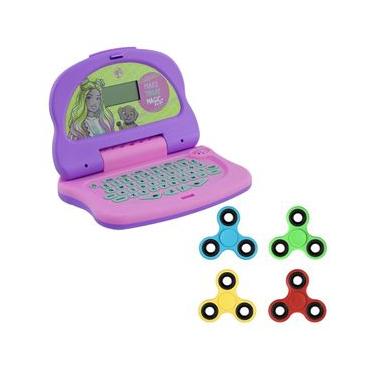 Imagem de Kit Laptop Infantil Educativo Candide Barbie Charm Tech Bilíngue + 1 Fidget Spinner Sortido
