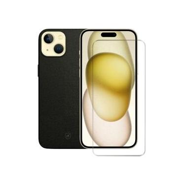 Imagem de Kit Capa Couro Dual Preta e Pelicula Nano Vidro para iPhone 15 Plus - Gshield