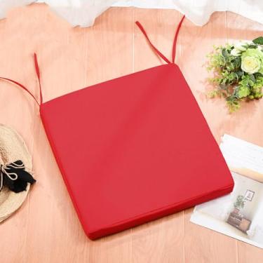 Imagem de Almofadas de cadeira para cadeiras de jantar, almofadas de assento para cadeiras de cozinha com gravatas, capa lavável e removível que não desbota, almofadas redondas de 40 cm vermelhas 2 peças