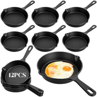 Imagem de Vesici Frigideira de ferro fundido com bicos de gotejamento circular, frigideira, antiaderente, frigideira, omelete, segura, saudável, para casa, churrasco, cozinha, festa, restaurante, serviço de