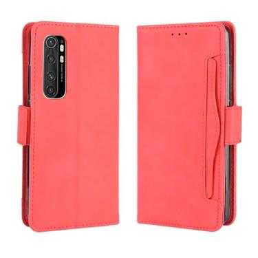 Imagem de Capa para XIAOMI Mi Note 10 Lite,Retro magnético Flip Case,Design de carteira de couro PU com slots de cartão removíveis -Red