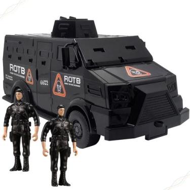 Imagem de Carro Tatico Blindado Preto Furgão Bope Com 2 Soldados Roma Brinquedos