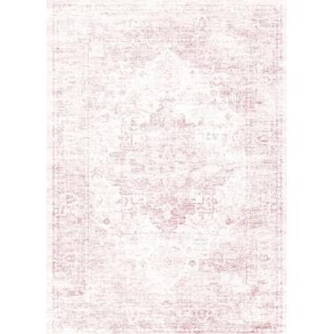 Imagem de Zanipex Tapetes de área de 20 x 25 cm para sala de estar, tapetes laváveis para quarto, 13 x 17 cm, entrada de corredores, cozinha, tapete boho interno, tapete bege para escritório (rosa polido, 5 x 7