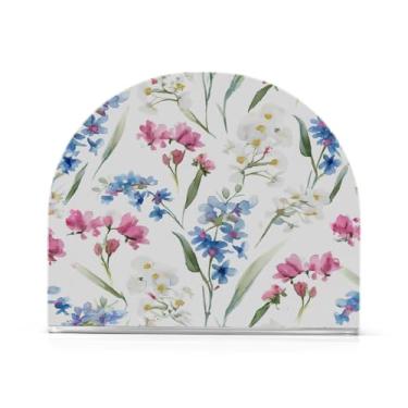 Imagem de JUZIHAI Porta-guardanapos de flores para mesa dispensador de guardanapos de acrílico para mesa suporte de lenços independente para cozinha sala de jantar bar festa decoração de casa