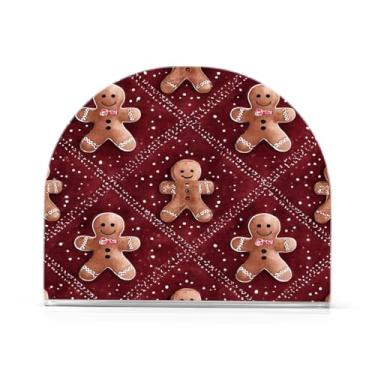 Imagem de Qilmy Porta-guardanapos de acrílico para homem de gengibre de Natal, suporte de lenços de mesa independente transparente, dispensador de papel de coquetel para cozinha, jantar, restaurante, bar