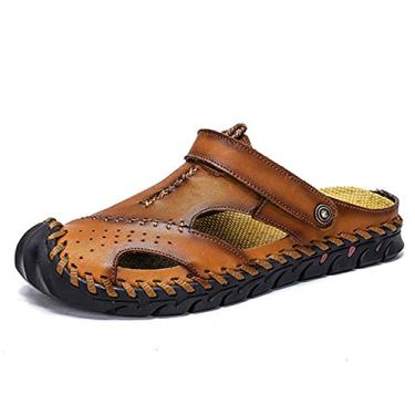 Imagem de MIXSNOW sandálias masculinas de couro para o verão, casuais, sapatos aquáticos para caminhada, praia, viagem, chinelos, 2020 Brown, 9.5