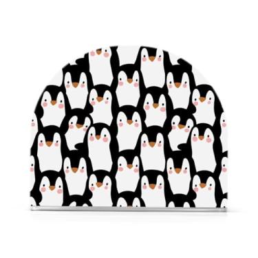 Imagem de Qilmy Pinguins de desenho animado porta-guardanapos de acrílico, suporte de lenços de mesa independente transparente, dispensador de papel de coquetel para cozinha, jantar, restaurante, bar, decoração