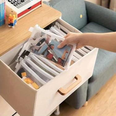 Imagem de Conjunto organizador de documentos de malha de 3 peças – Porta-arquivos A4 de grande capacidade com zíper e bolso para caneta, armazenamento codificado por cores para escritório, casa e viagens