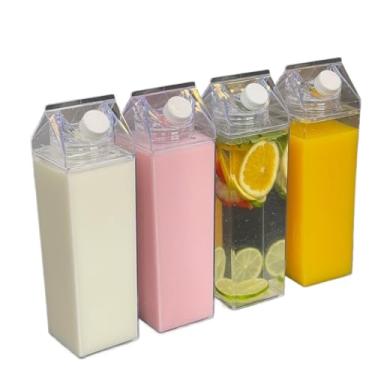 Imagem de Kit 4 Garrafas Acrilico Plastico 1 Litro Suco Leite Agua Chá Transparente Caixa Portátil Geladeira(4)