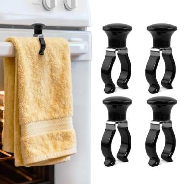 Imagem de FLstudio Suporte de toalha de cozinha – Pacote com 4 clipes de toalha de metal para cozinha ou banheiro, suporte de toalha resistente a ferrugem e calor para alça de forno, máquina de lavar louça